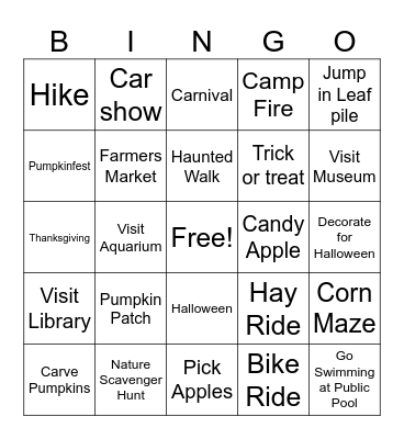 Autumn BINGO Card