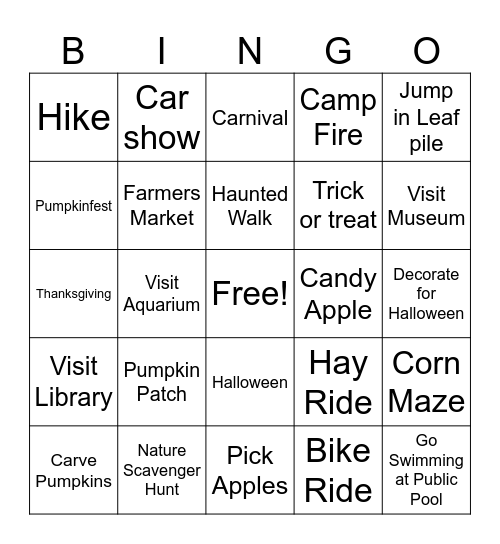 Autumn BINGO Card