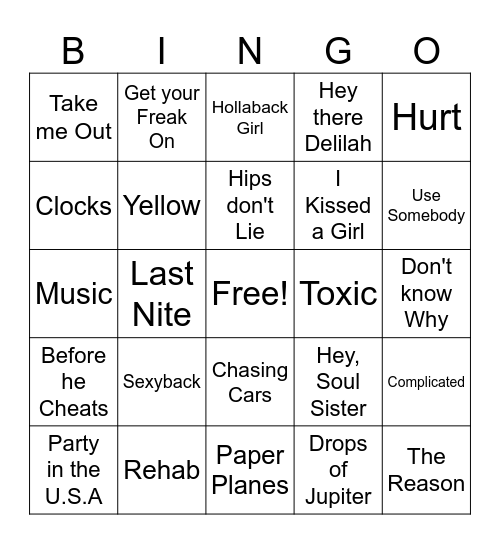 2000s Game 2 Bingo Card