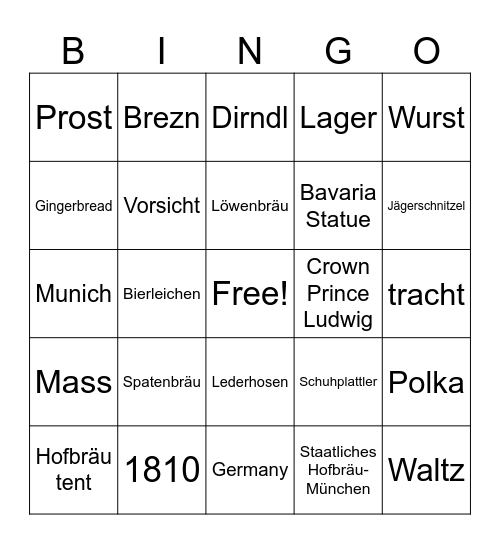 Oktoberfest Bingo Card
