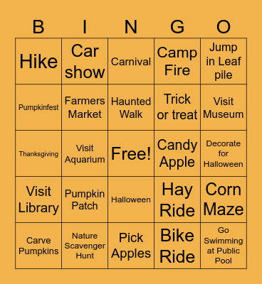 AUTUMN Bingo Card