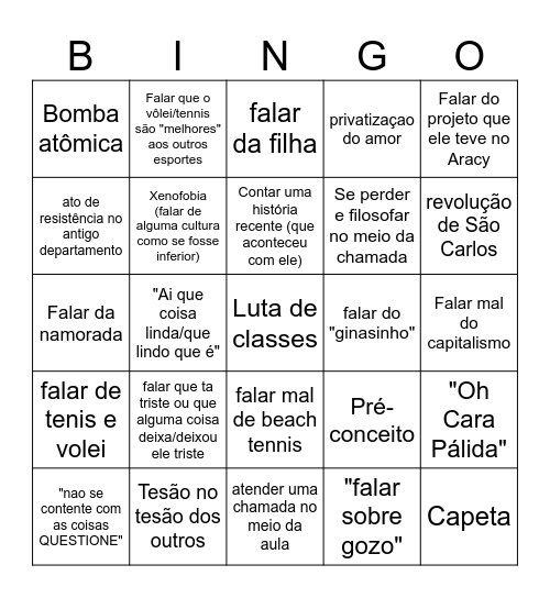 Bingo aula do Juca Bingo Card