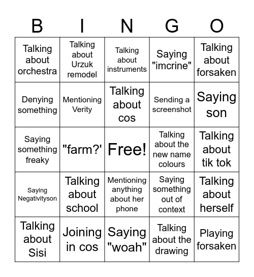 Naty Bingo Card