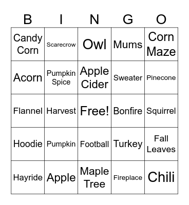 TA Fall BINGO :) Bingo Card