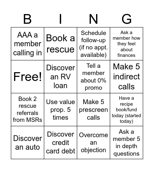 MSR Bingo Card