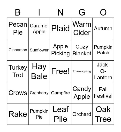 TA Fall BINGO :) Bingo Card