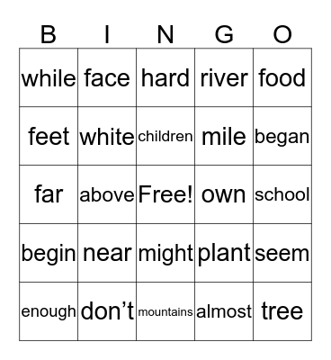 Sight Words - 4 Bingo Card
