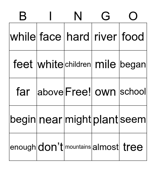 Sight Words - 4 Bingo Card