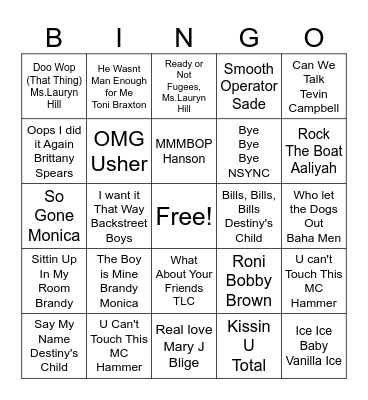 Music Bingo R2 Bingo Card