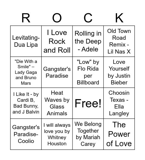 #JuniataROCKS Bingo Card