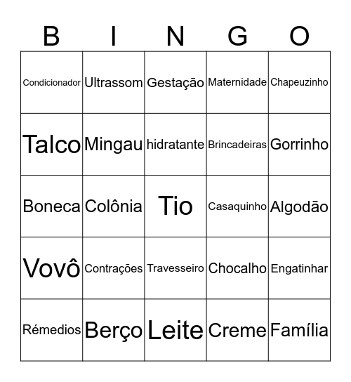 CHÁ DE FRALDA Bingo Card