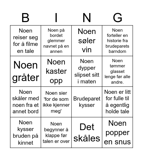 Generell Bingo 2 Bingo Card
