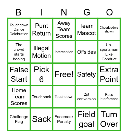 Football Bingo Card