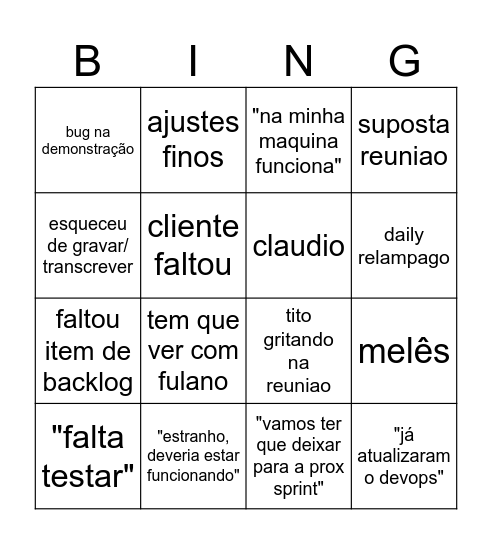 cerimonias malha digital Bingo Card