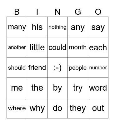 Fundations Bingo Card