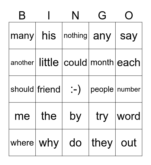 Fundations Bingo Card