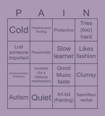 Hester kinnie bingo Card