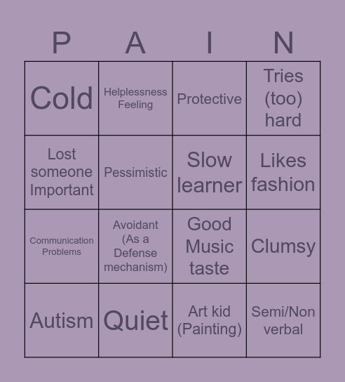 Hester kinnie bingo Card