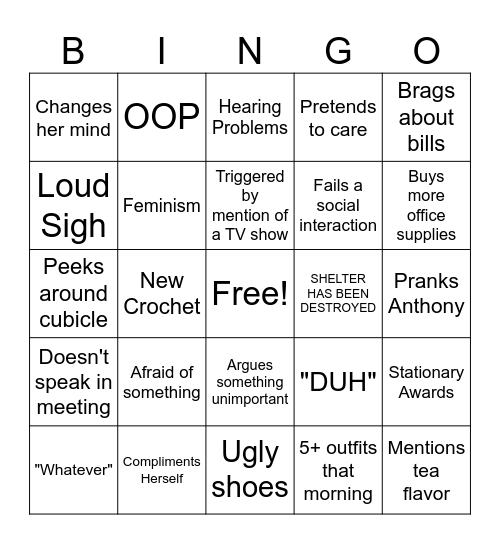Melisa Bingo Card