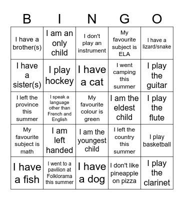 Community Bingo Card