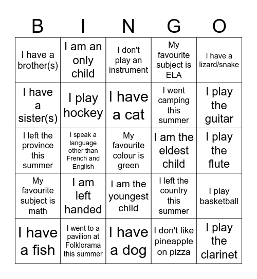 Community Bingo Card