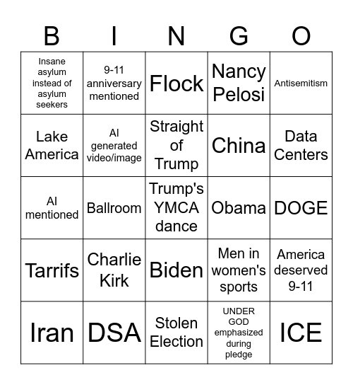 RNC 2026 Bingo Card