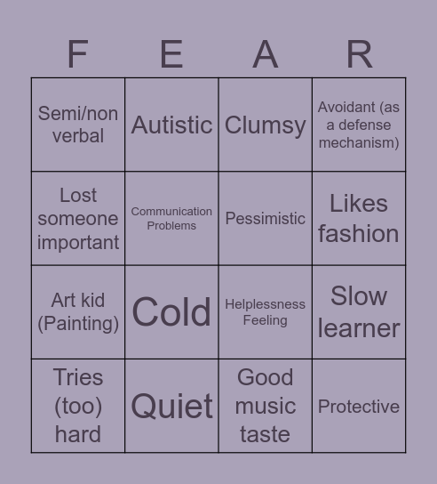 Hester kinnie bingo Card
