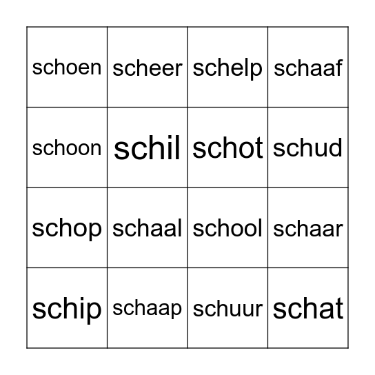 sch Bingo Card