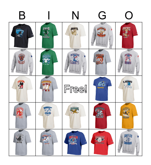 DISNEY NFL Bingo Card