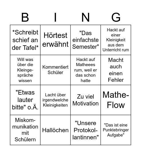 Herr Bauch Bingo Card