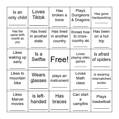 Find Someone Who... Bingo Card