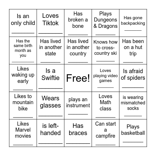 Find Someone Who... Bingo Card