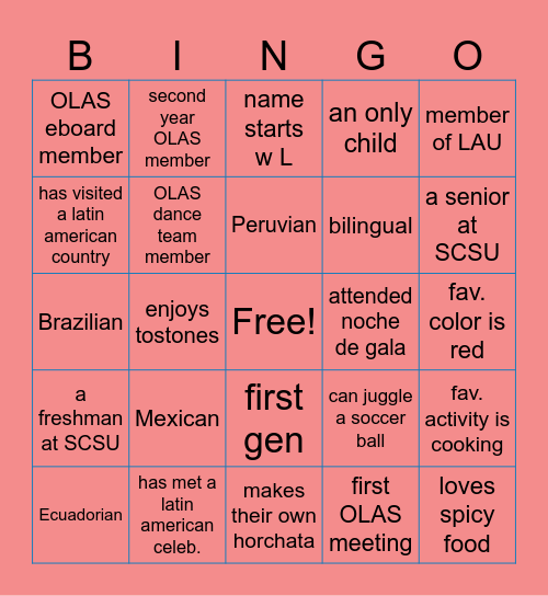 OLAS BINGO!! Bingo Card