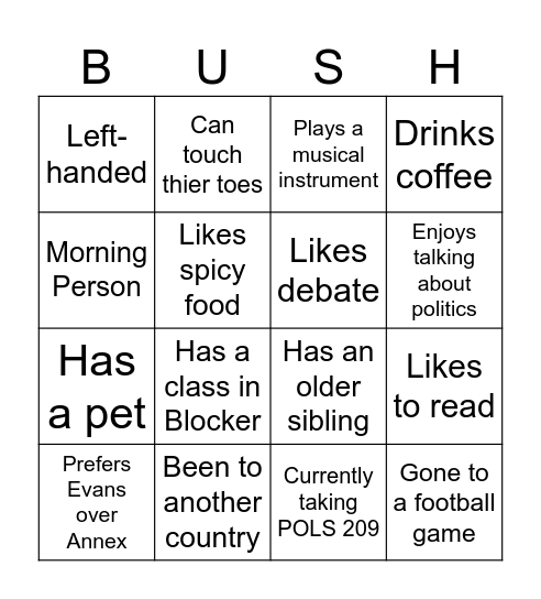 Human Bingo Card