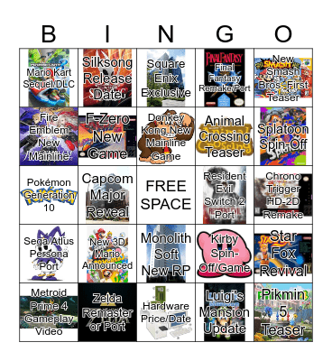 Nintendo Direct 9/9/26 Bingo Card