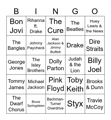 Songs about Work Bingo Card