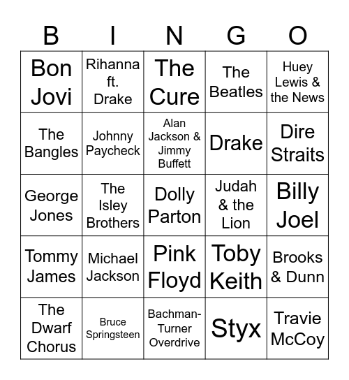 Songs about Work Bingo Card