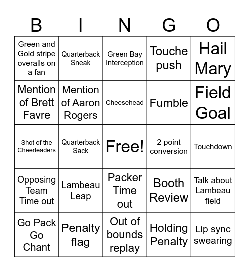 Football Bingo Card