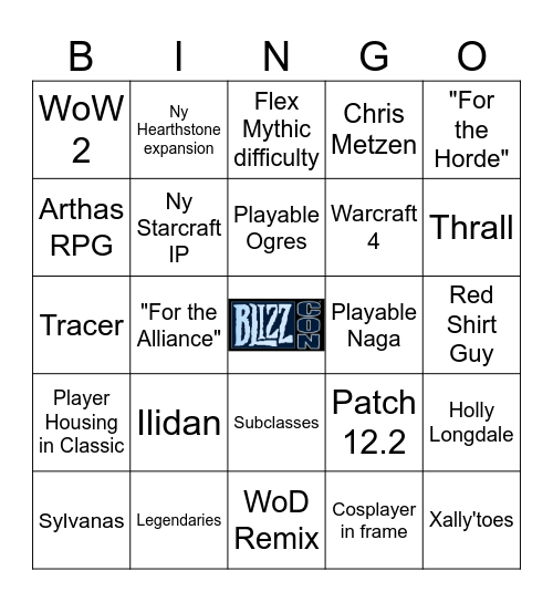 Blizzcon 2026 opening og wow Bingo Card