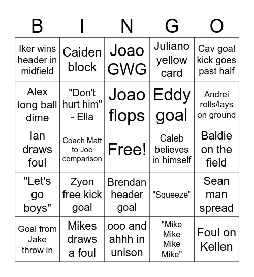 MSOC GAMES Bingo Card