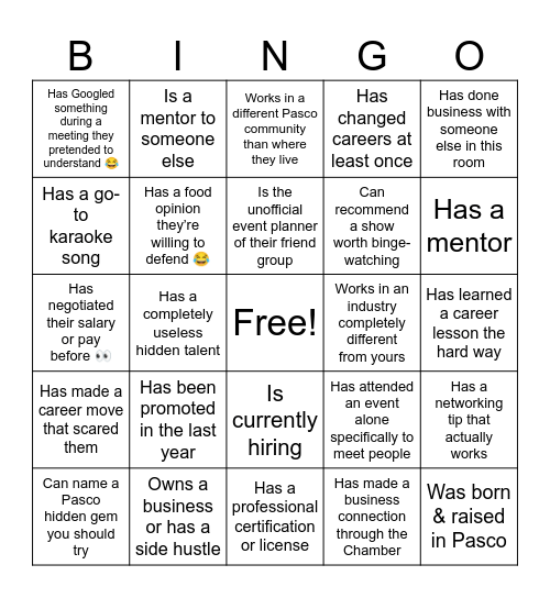 Bingo With PEP Bingo Card