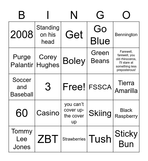 Jeff's 84th Birthday Bingo Board Bingo Card