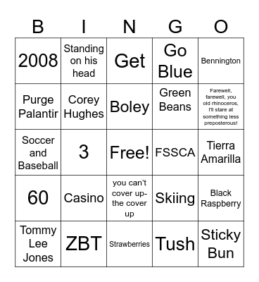 Jeff's 84th Birthday Bingo Board Bingo Card