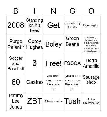 Jeff's 84th Birthday Bingo Board Bingo Card