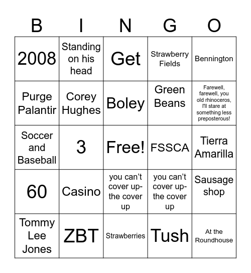 Jeff's 84th Birthday Bingo Board Bingo Card