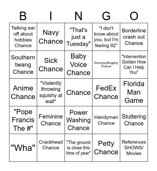 CHINGO Bingo Card