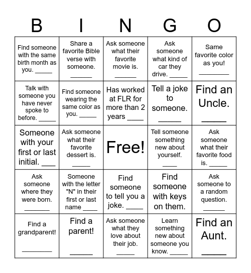 ILM Staff Bingo Card