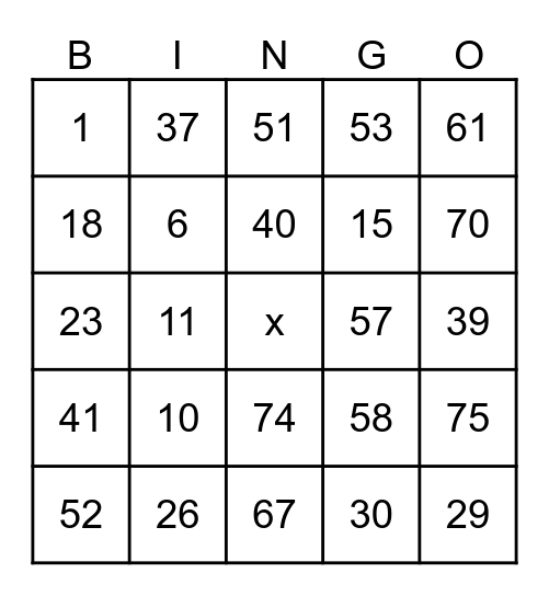 Celma bingo Card