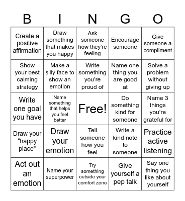 Superhero SEL Bingo Card