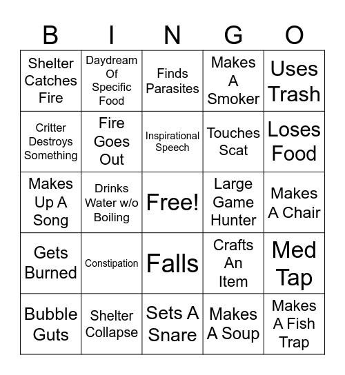 Alone Bingo Card